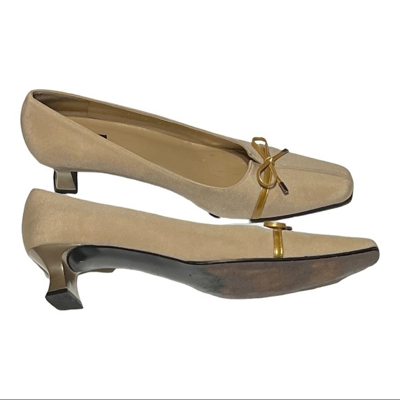 Stuart Weitzman Vintage Champagne Satin Leather Square Toe Pump 9.5 Timeless - Picture 7 of 8